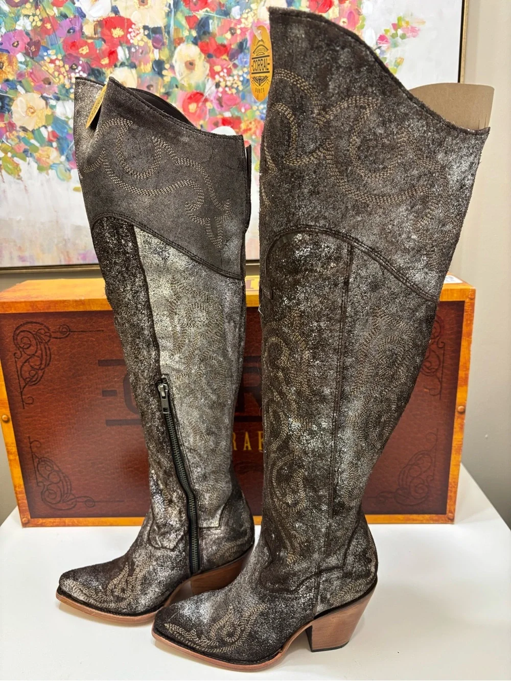 ✨ CORRAL BROWN-SILVER METALLIZED OVER-THE-KNEE BOOTS ✨ NWT